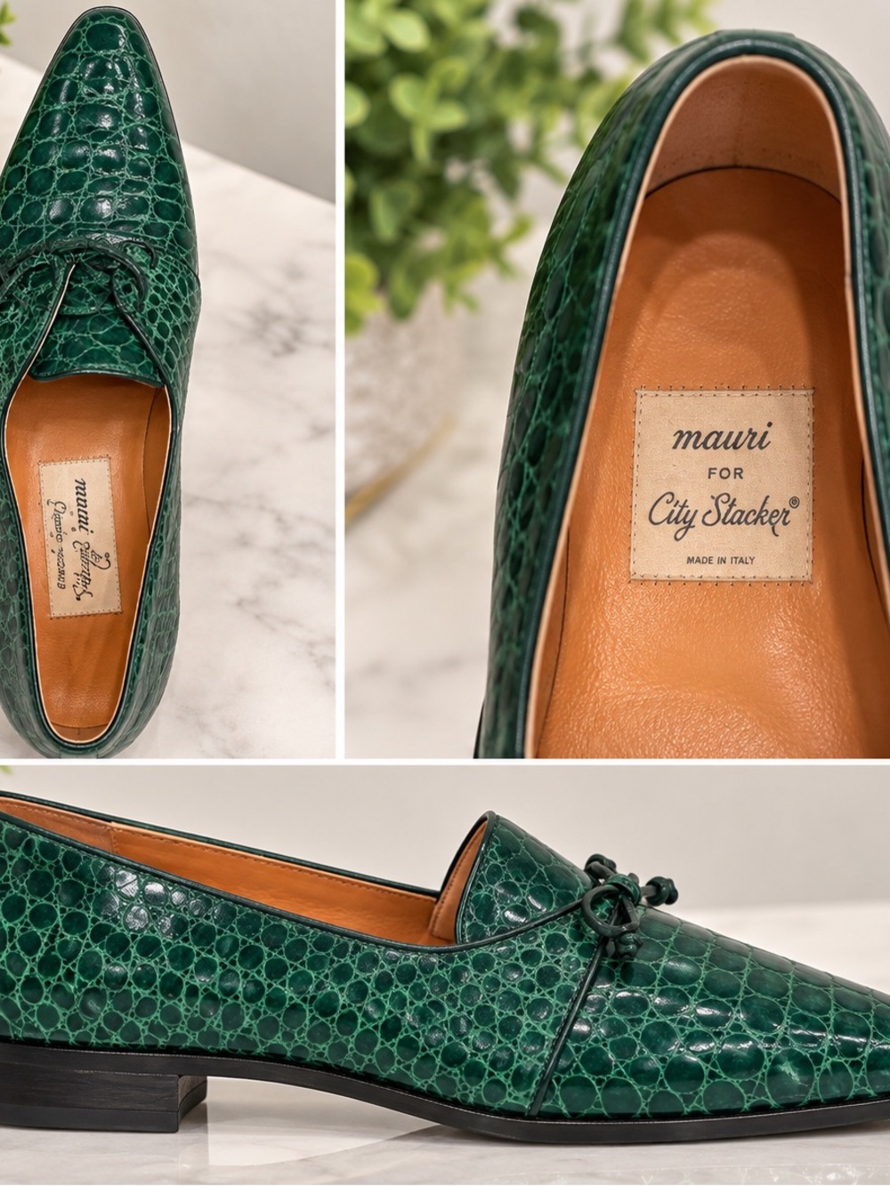Vintage Mauri Genuine Alligator Dress Shoes Green Made in Italy 10.5M